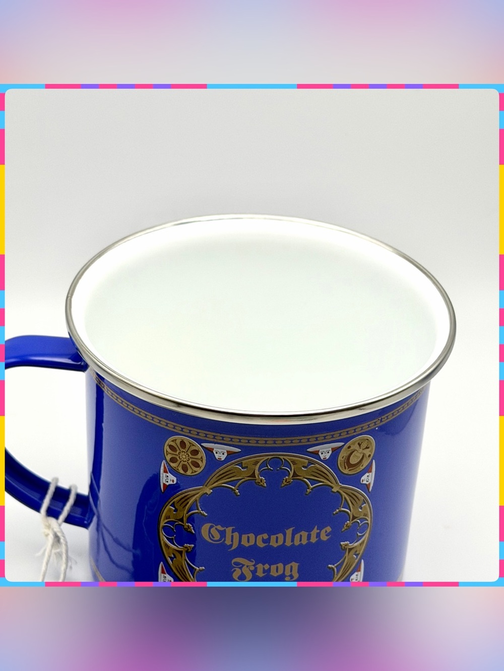 New 17 oz HARRY POTTER Blue Metal CHOCOLATE FROG CAMPING MUG Enamel Coated Cup